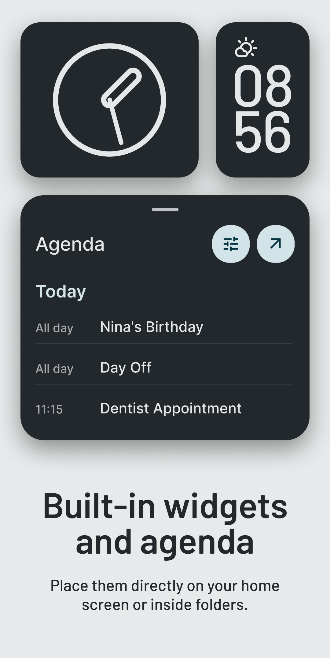Built-in Flua Launcher widgets and agenda